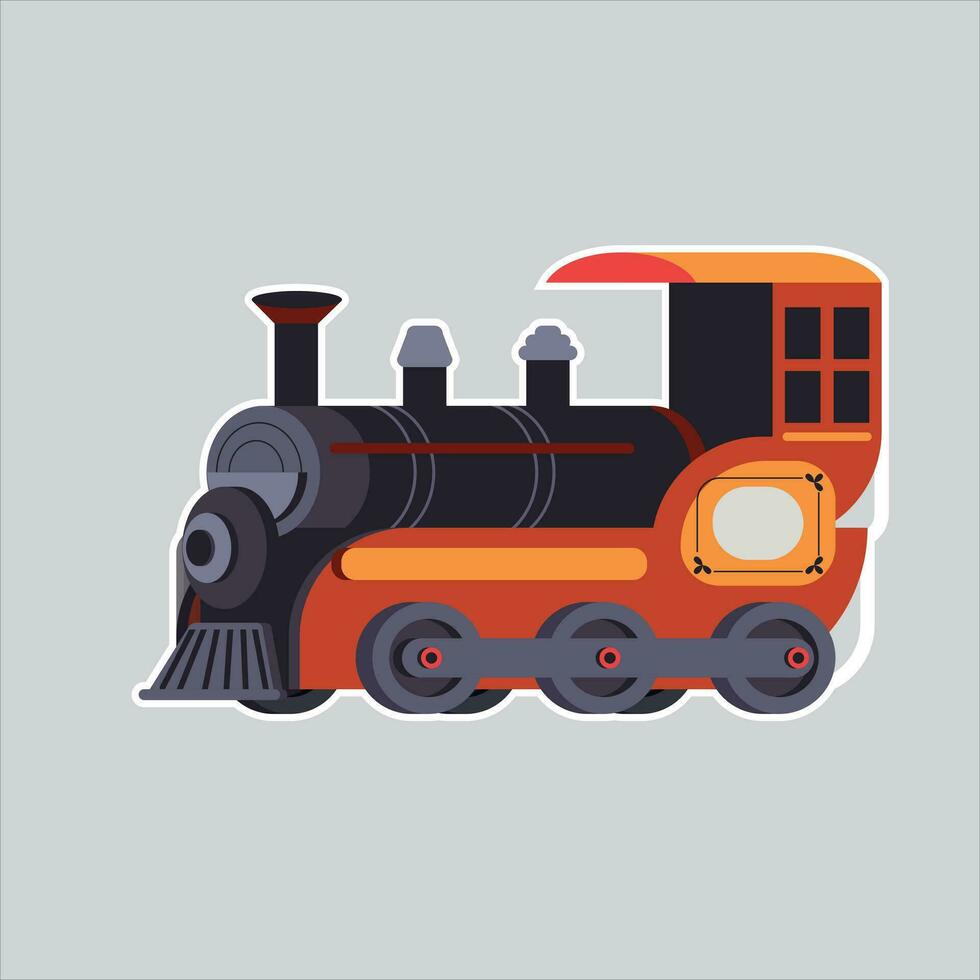Clásico vapor tren locomotora, locomotora dibujos animados. vector ilustración