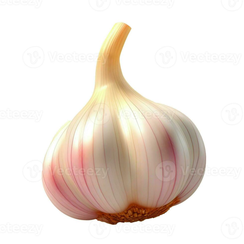 Realistic 3d garlic isolated on white background. Generative AI photo