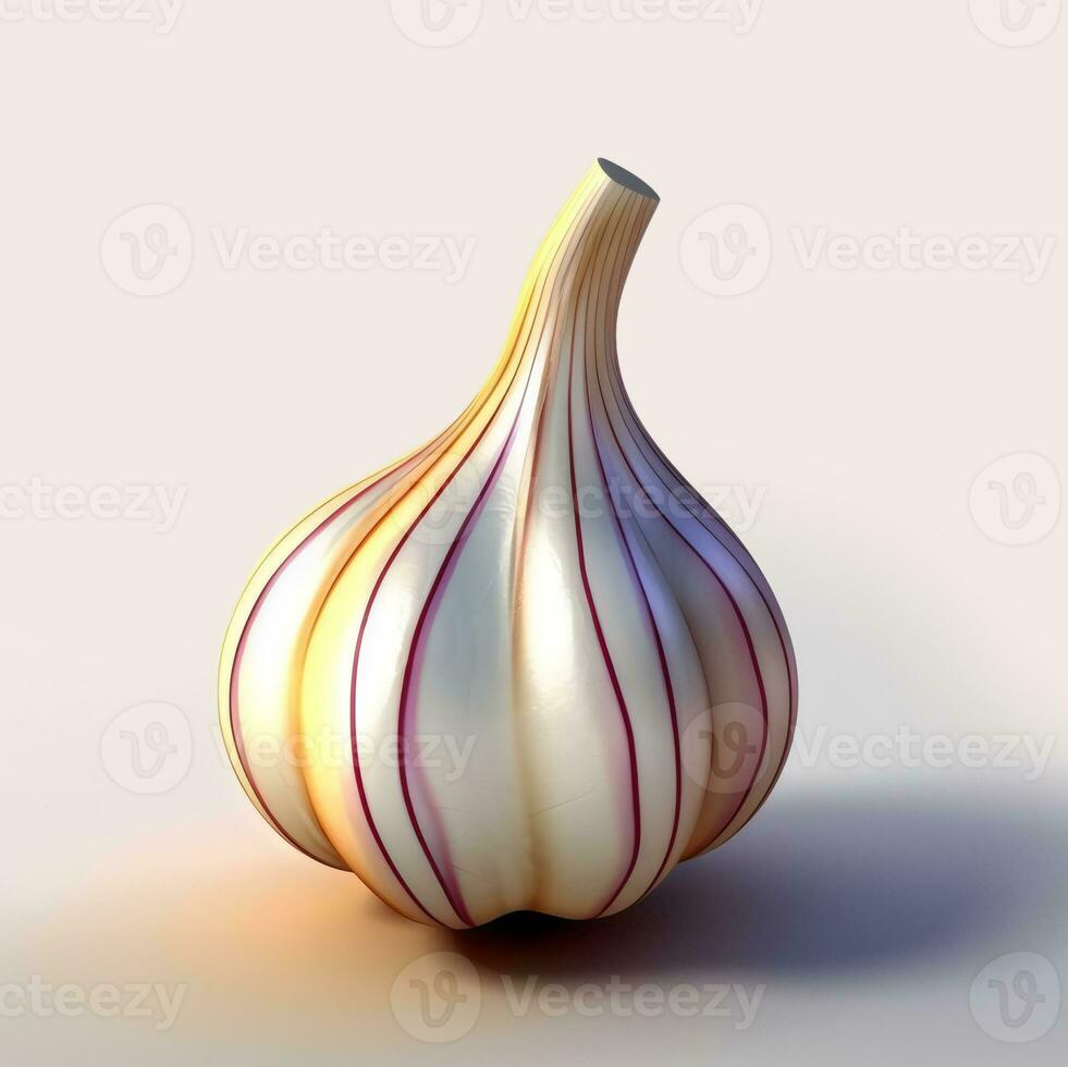 Realistic 3d garlic on simple background. Generative AI photo