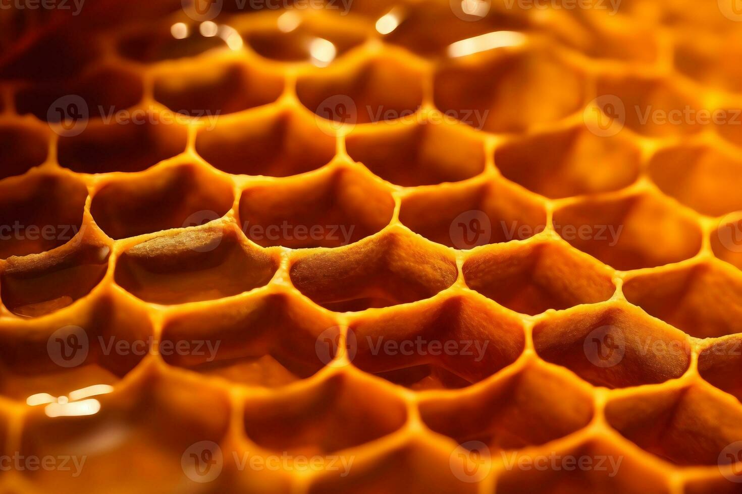 Ultra close-up honeycomb background. Generative AI photo
