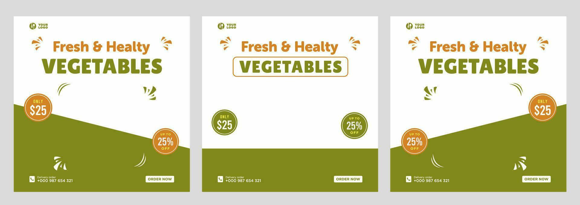 Vegetables social media promotion banner and social media design template vector