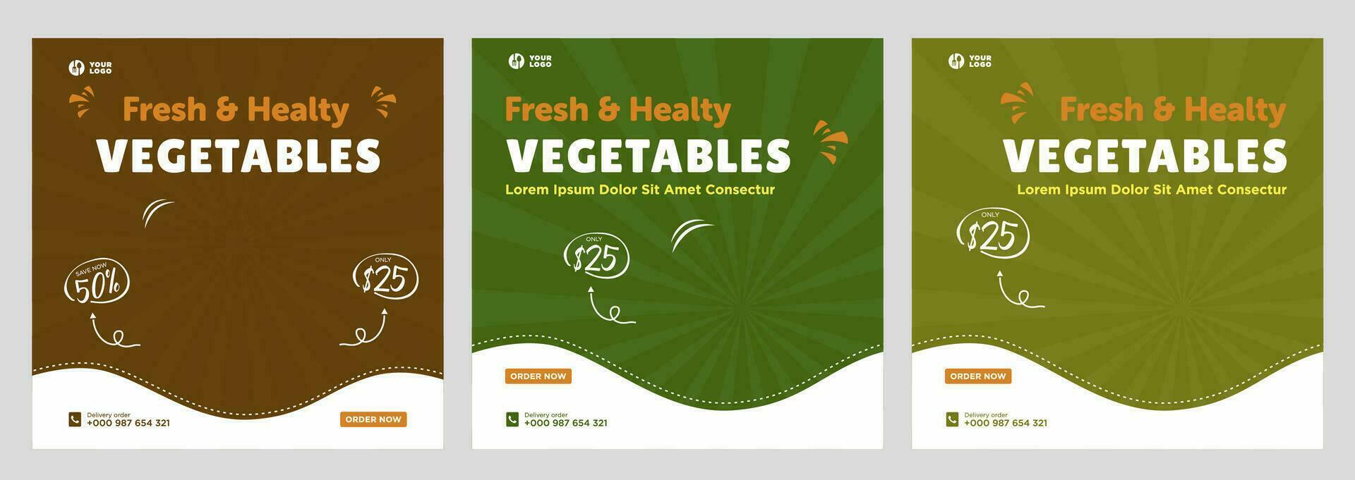Vegetables social media promotion banner and social media design template vector
