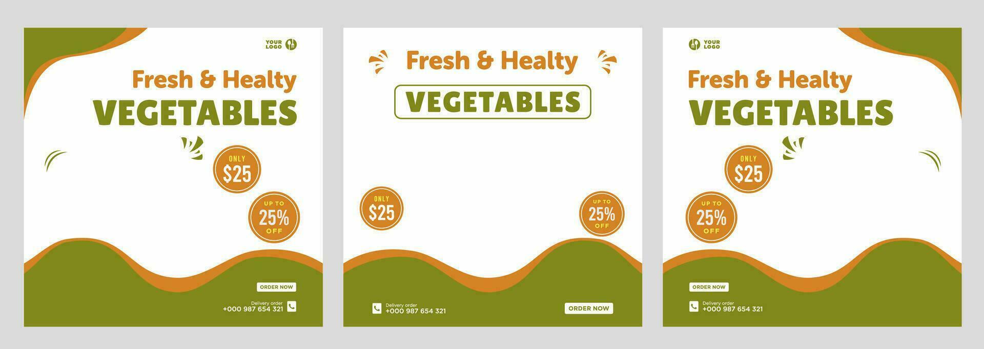 Vegetables social media promotion banner and social media design template vector