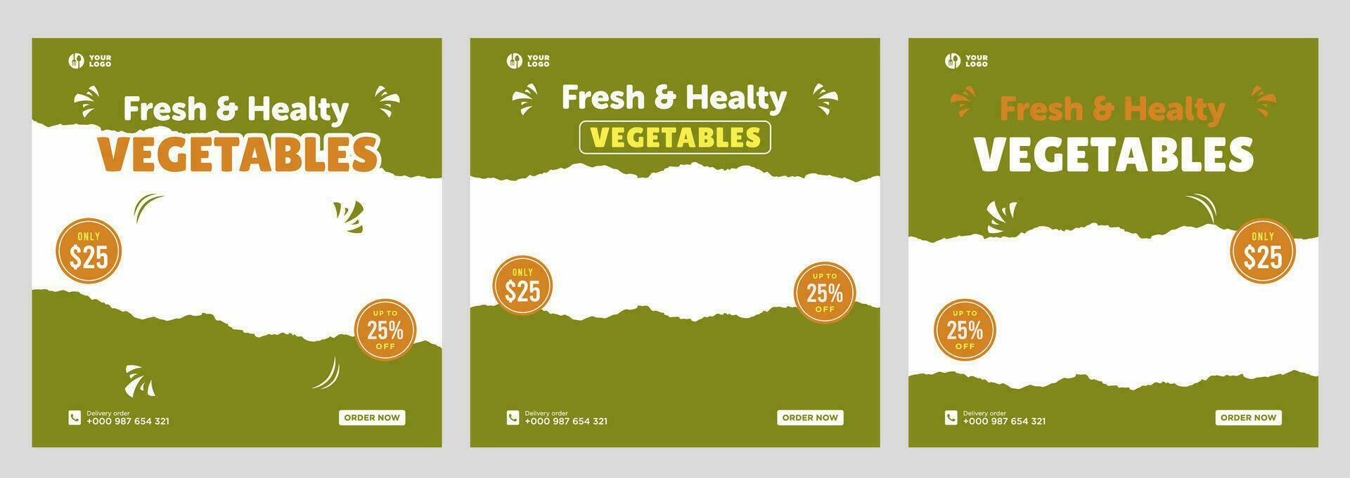 Vegetables social media promotion banner and social media design template vector