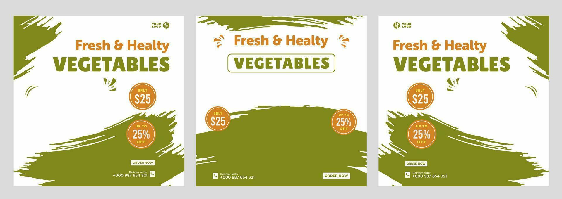 Vegetables social media promotion banner and social media design template vector