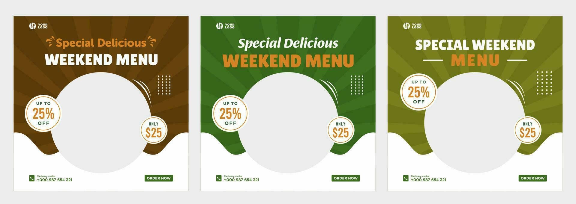 Delicious food menu and restaurant social media or banner template vector