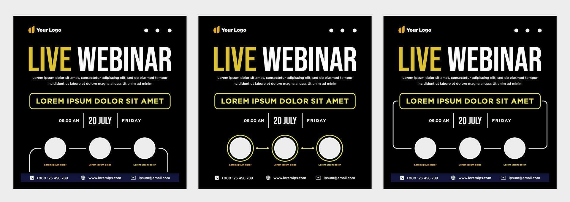 Digital marketing live webinar and corporate social media or template banner vector