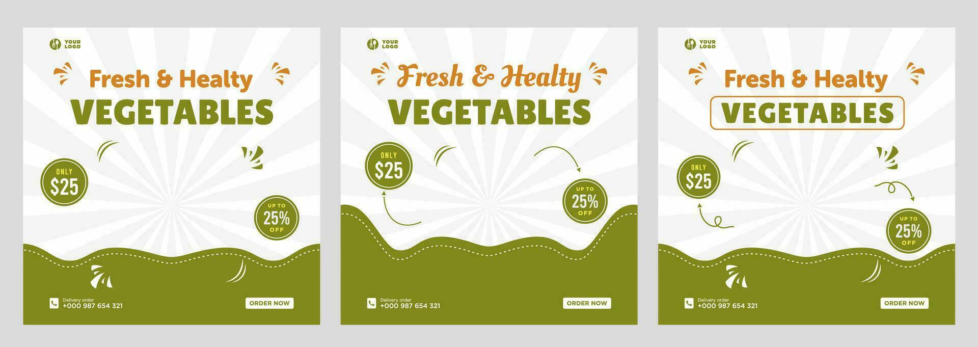 Vegetables social media promotion banner and social media design template vector