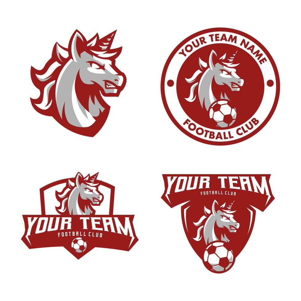 Unicorn Football Logo in Red vector