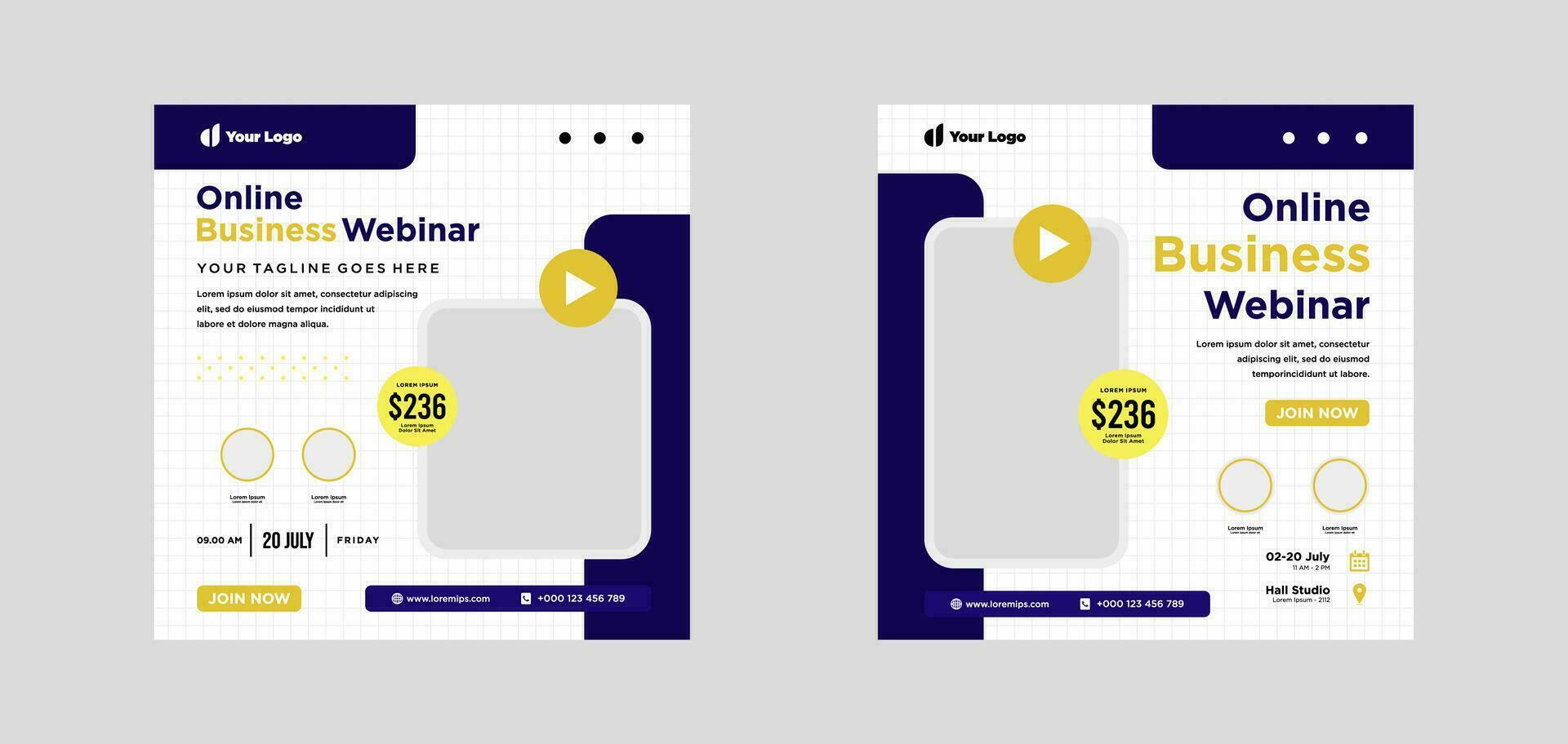 Digital marketing live webinar and corporate social media or template banner vector