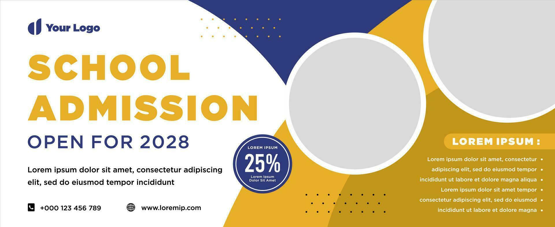 School admission banner or social media template vector