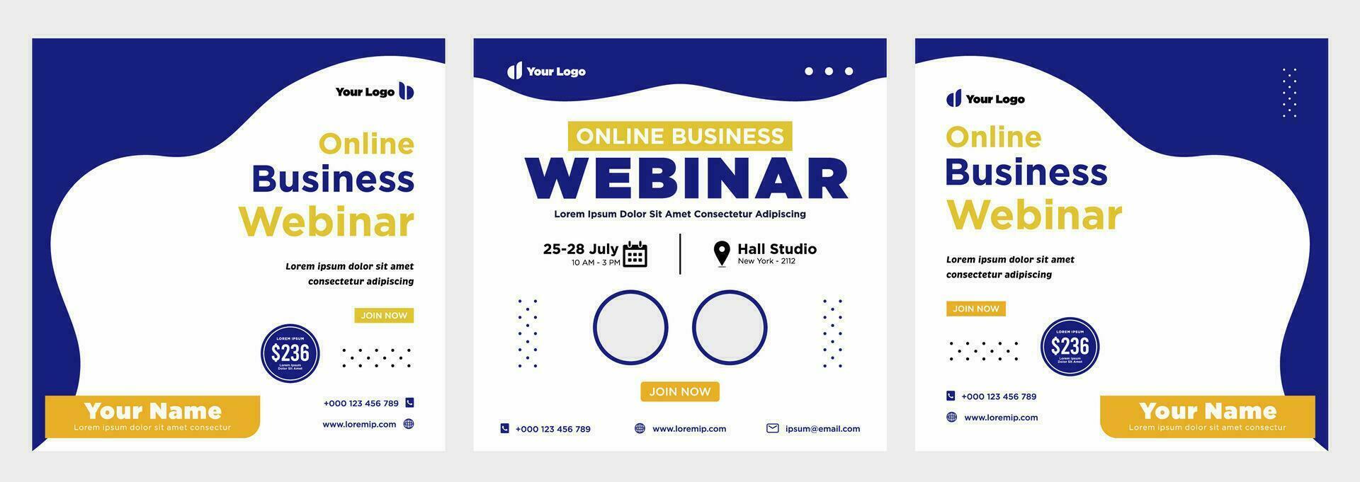 Digital marketing live webinar and corporate social media or template banner vector