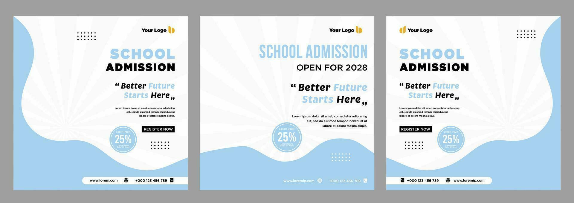 School admission banner or social media template vector