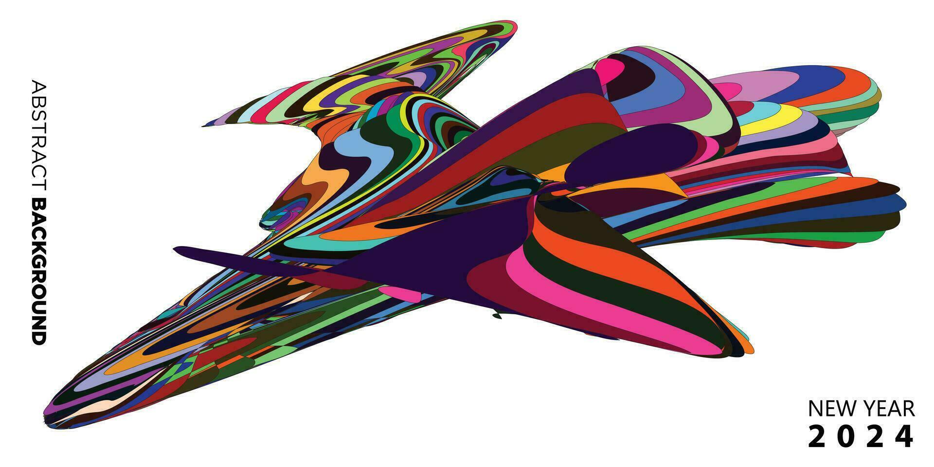 New year 2024 calendar cover and greeting card banner design with colorful abstract fluid background vector