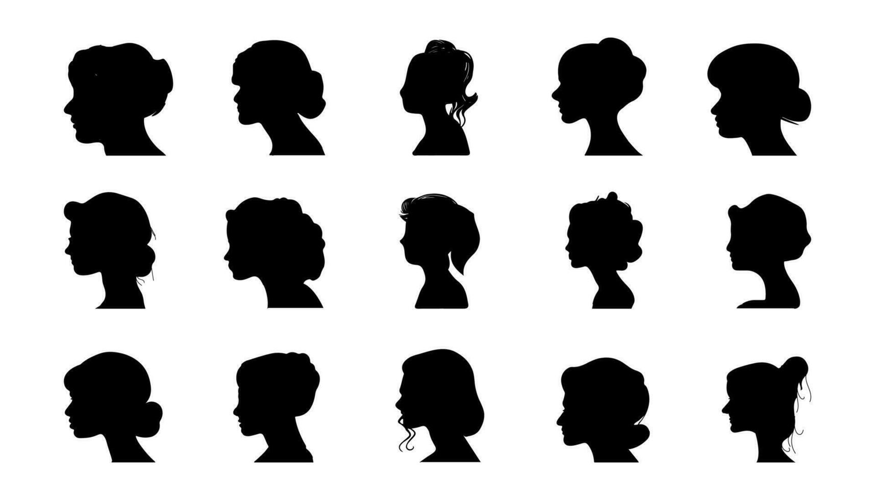 mujer cabeza silueta, cara perfil aislado en blanco antecedentes vector