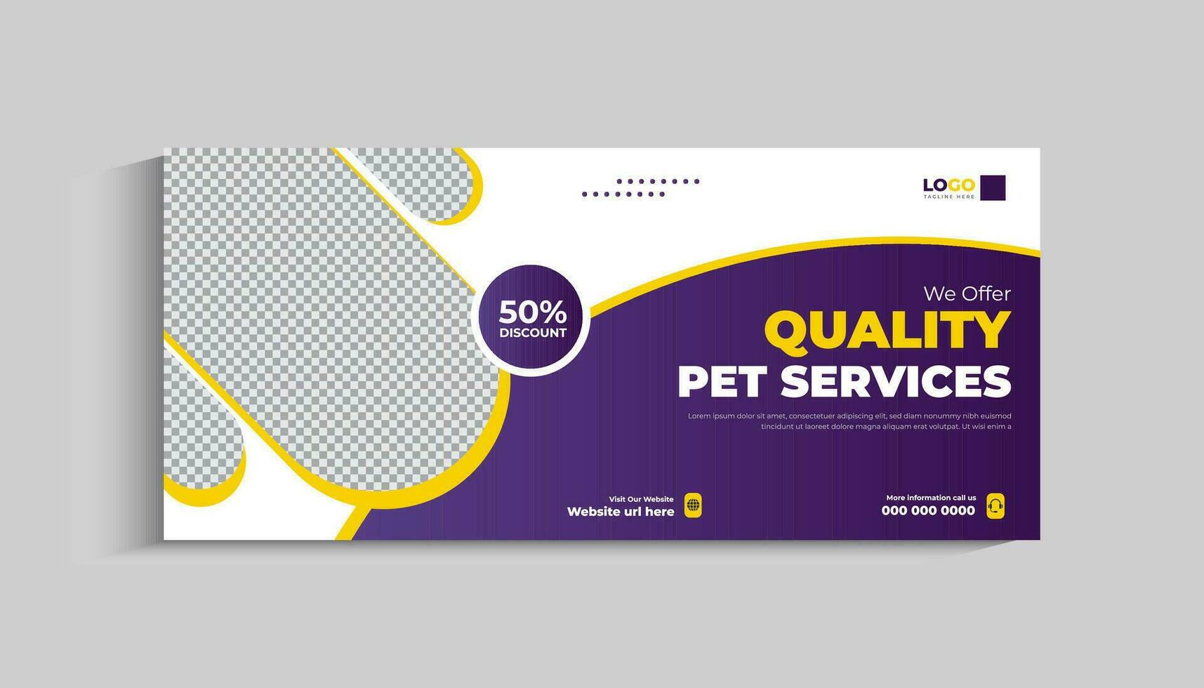 Pet Care Center Social Media Cover and Web Banner Template vector