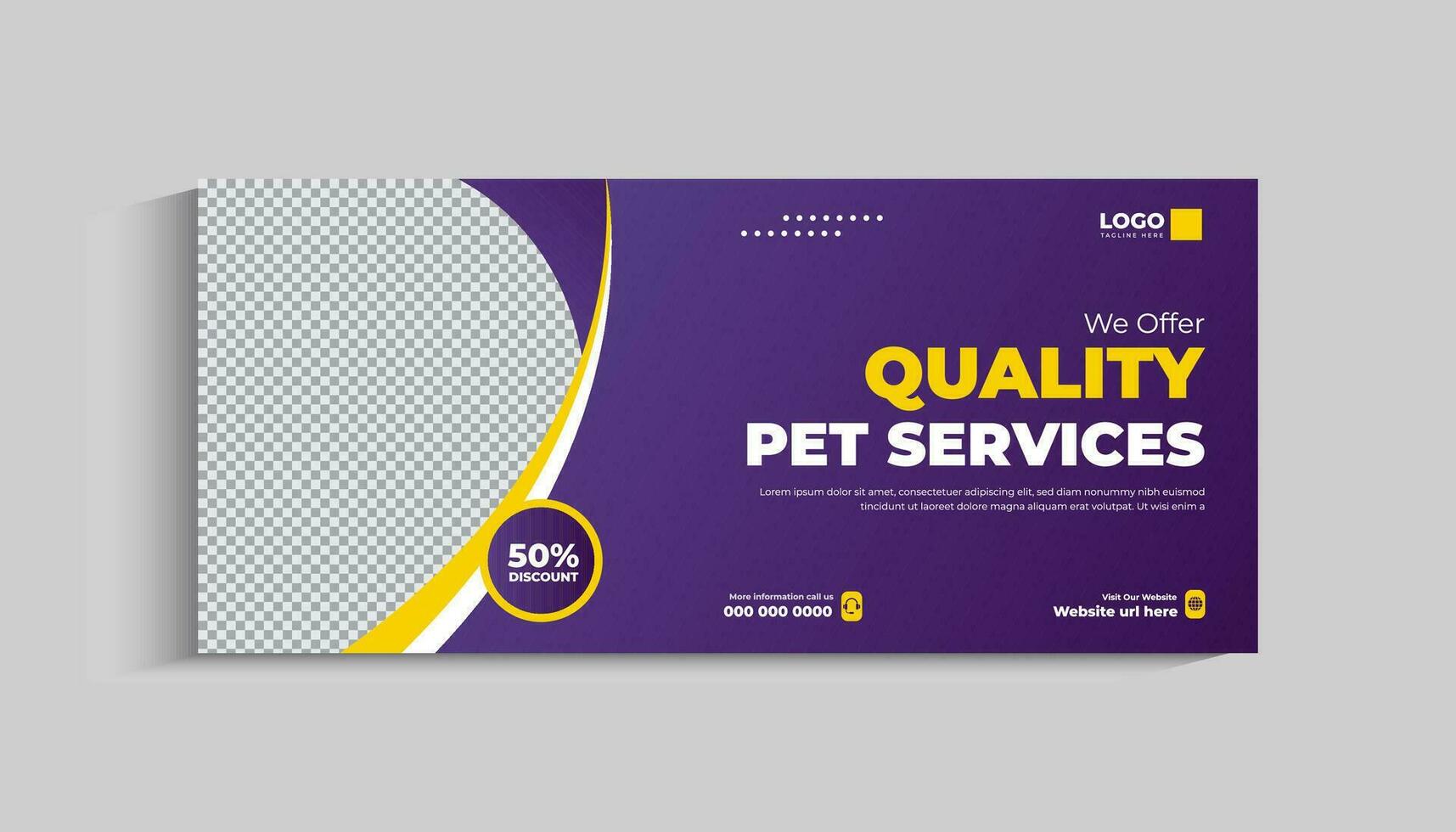 Pet Care Center Social Media Cover and Web Banner Template vector