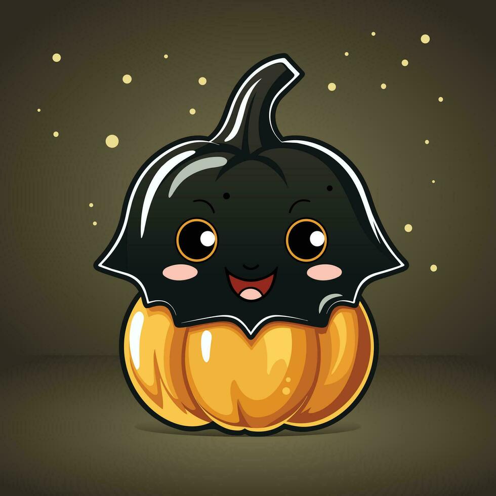 Halloween pumpkin, Cute cartoon character, Vector illustration
