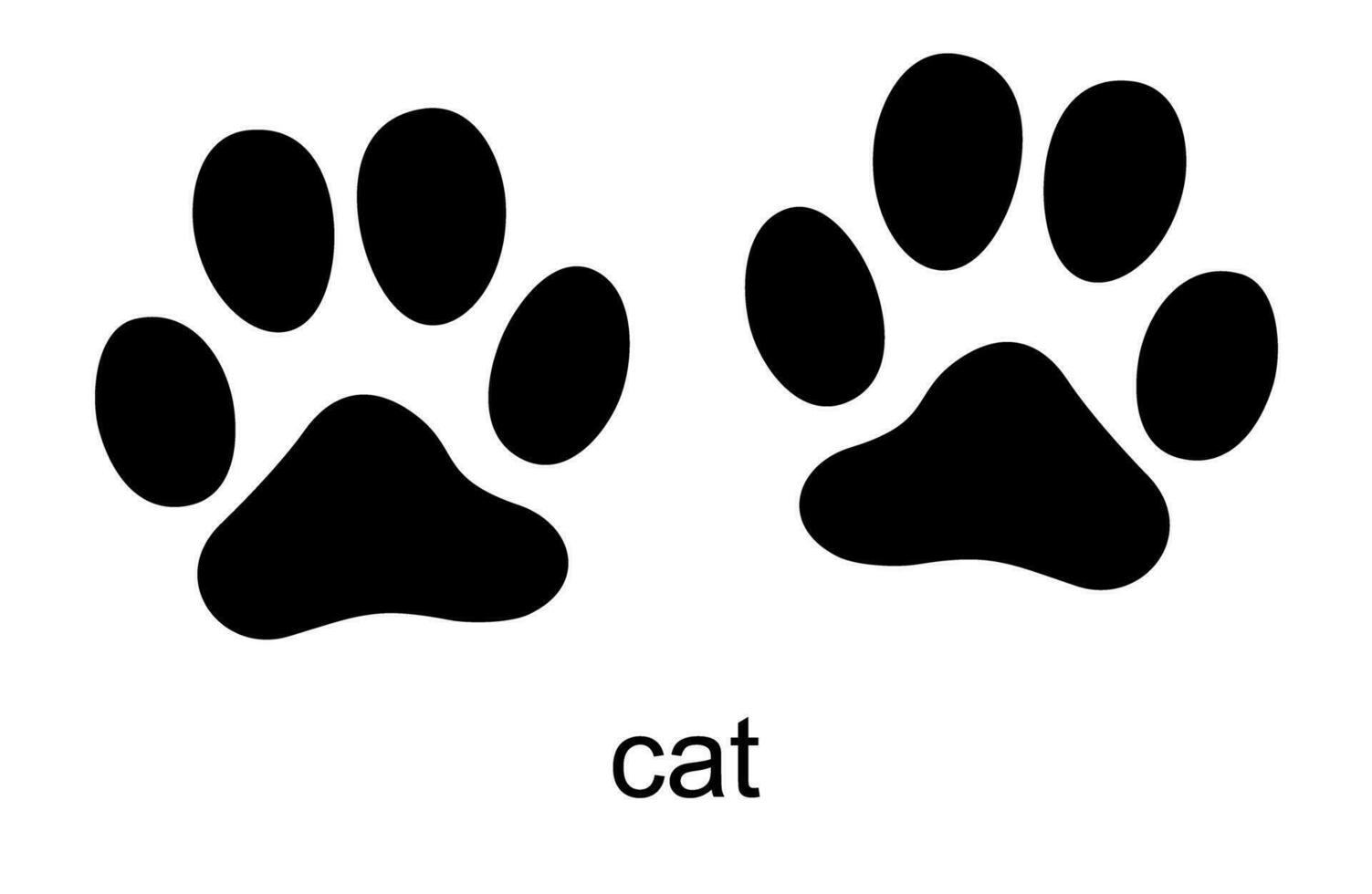 Cat footprint. Cat stamp. Foot print track icons vector set. Animal tracks.