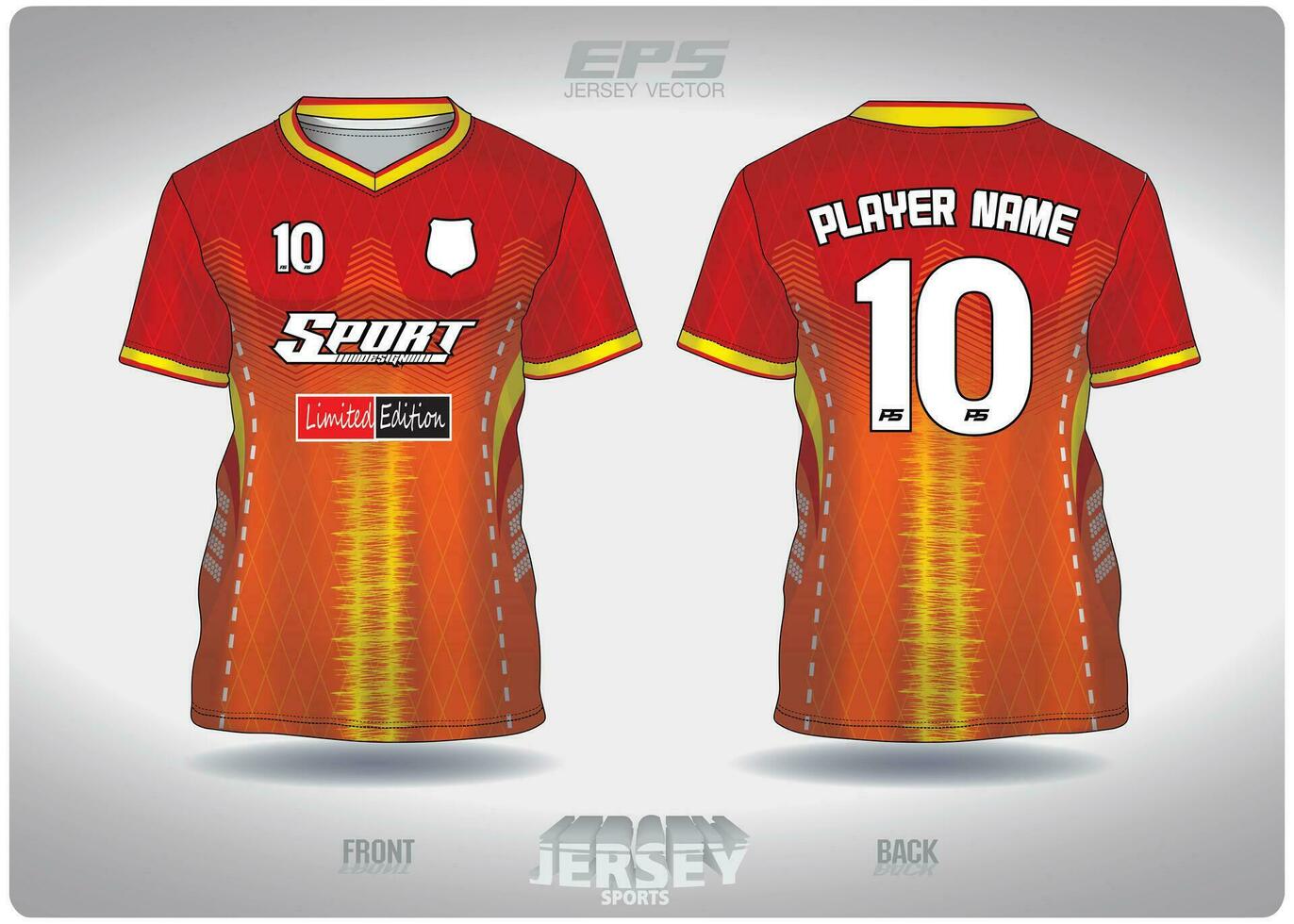 EPS jersey sports shirt vector.orange fence pattern design, illustration, textile background for V-neck sports t-shirt, football jersey shirt vector