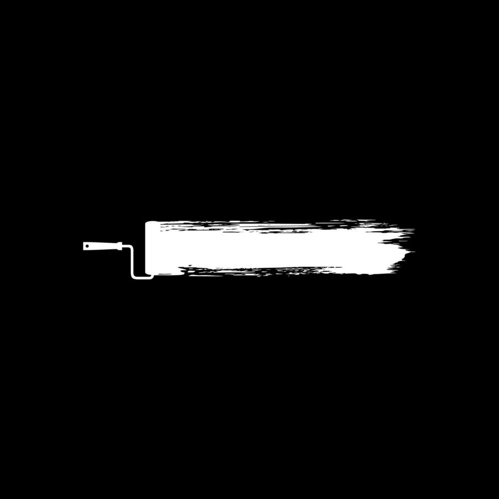 Paint Roller and Brush Stroke Silhouette, can use for template, lay out, background, art illustration,  advertisement space, or graphic design element. Vector Illustration