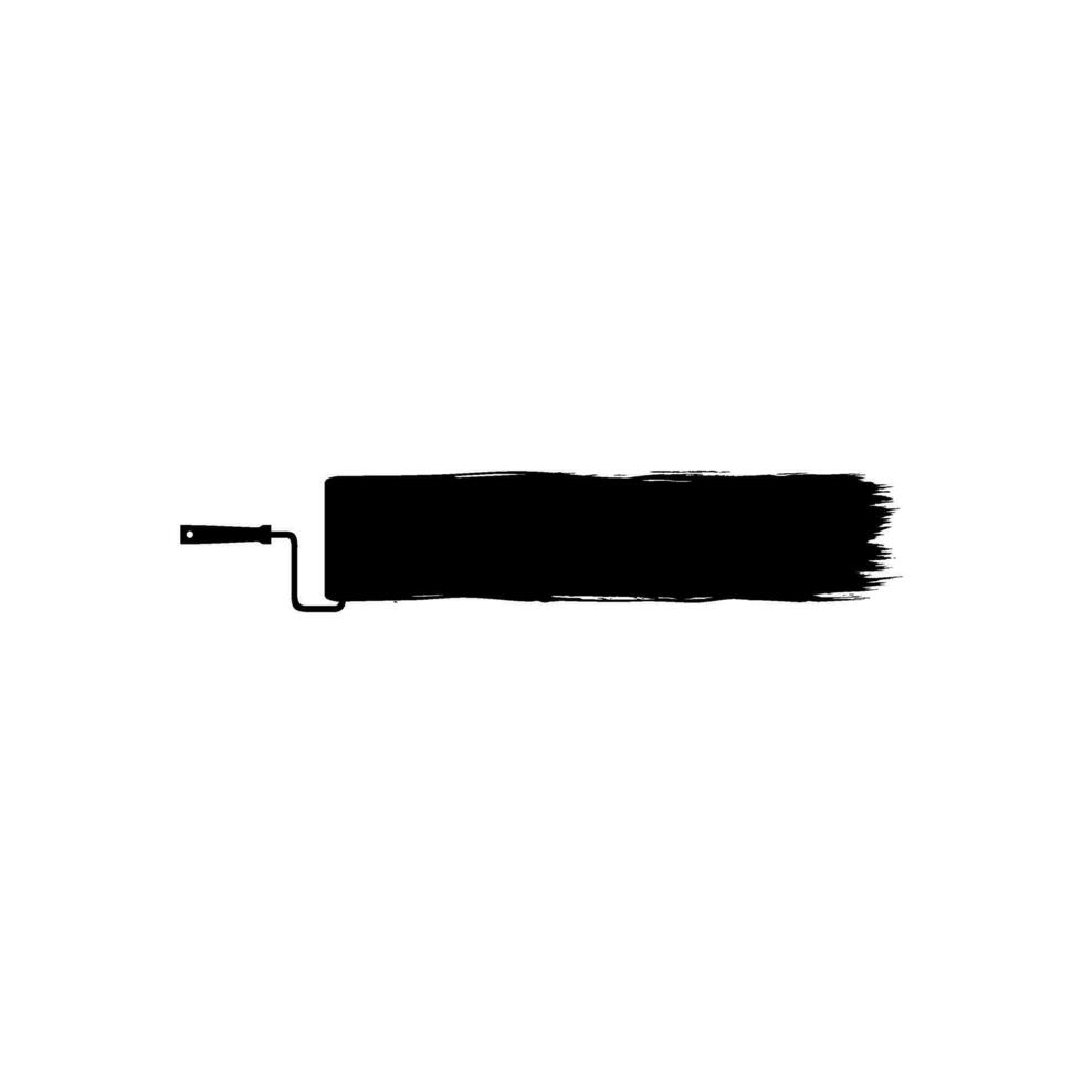 Paint Roller and Brush Stroke Silhouette, can use for template, lay out, background, art illustration,  advertisement space, or graphic design element. Vector Illustration