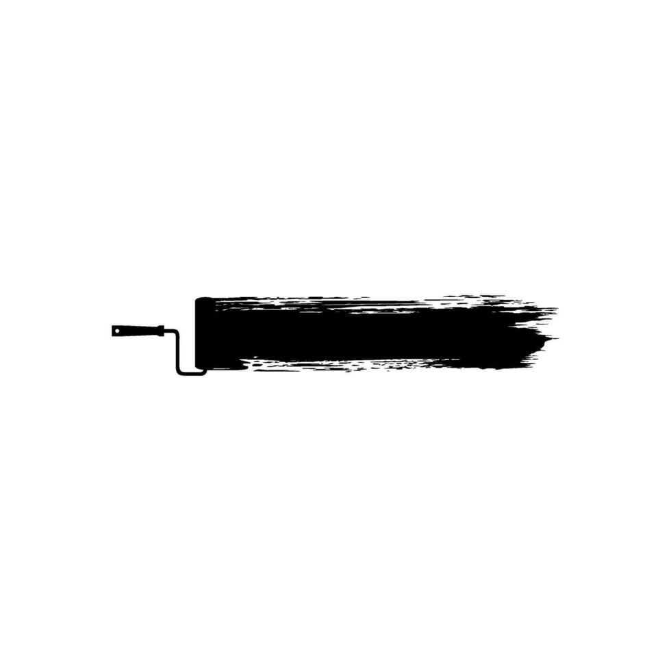 Paint Roller and Brush Stroke Silhouette, can use for template, lay out, background, art illustration,  advertisement space, or graphic design element. Vector Illustration