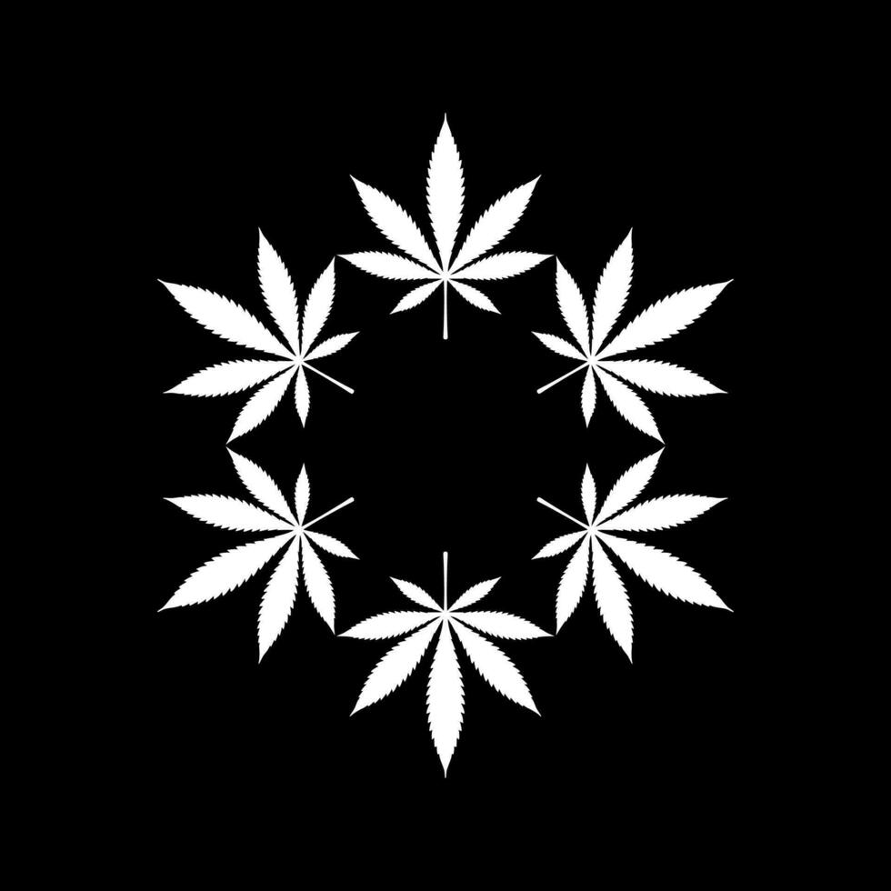 Cannabis Leaf Silhouette Composition, can use for Decoration, Ornate, Wallpaper, Cover, Art Illustration, Textile, Fabric, Fashion, or Graphic Design Element. Vector Illustration