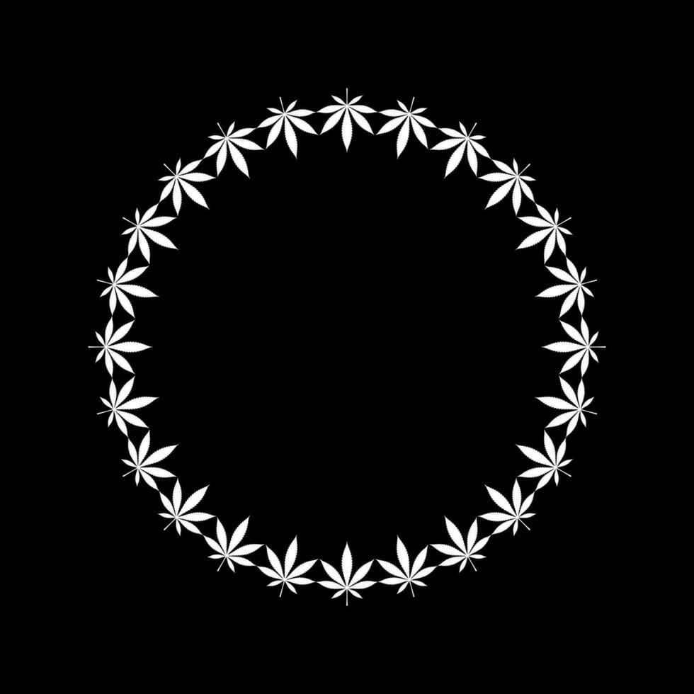 canabis planta hoja silueta circulo forma composición, lata utilizar para decoración, florido, fondo de pantalla, cubrir, Arte ilustración, textil, tela, moda, o gráfico diseño elemento. vector ilustración