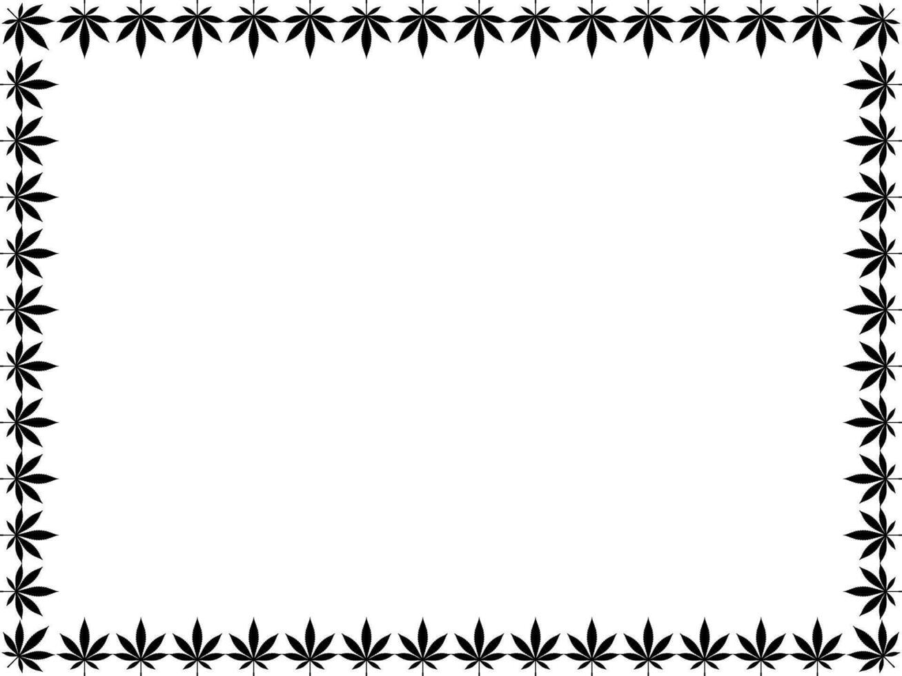 Frame Work Create from Cannabis also known as Marijuana Leaf Silhouette, can use for Decoration, Ornate, Background, Frame, Space for Text of Image, or Graphic Design. Vector Illustration