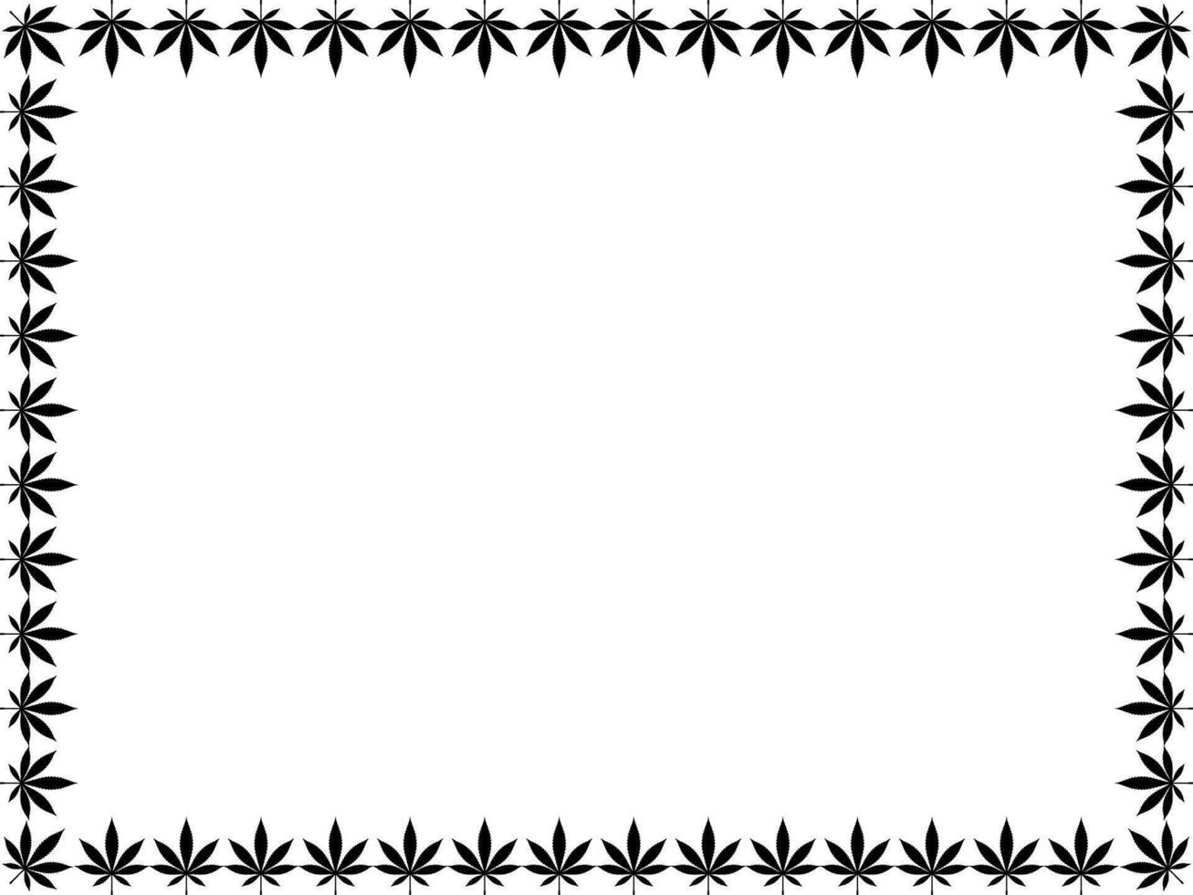 Frame Work Create from Cannabis also known as Marijuana Leaf Silhouette, can use for Decoration, Ornate, Background, Frame, Space for Text of Image, or Graphic Design. Vector Illustration