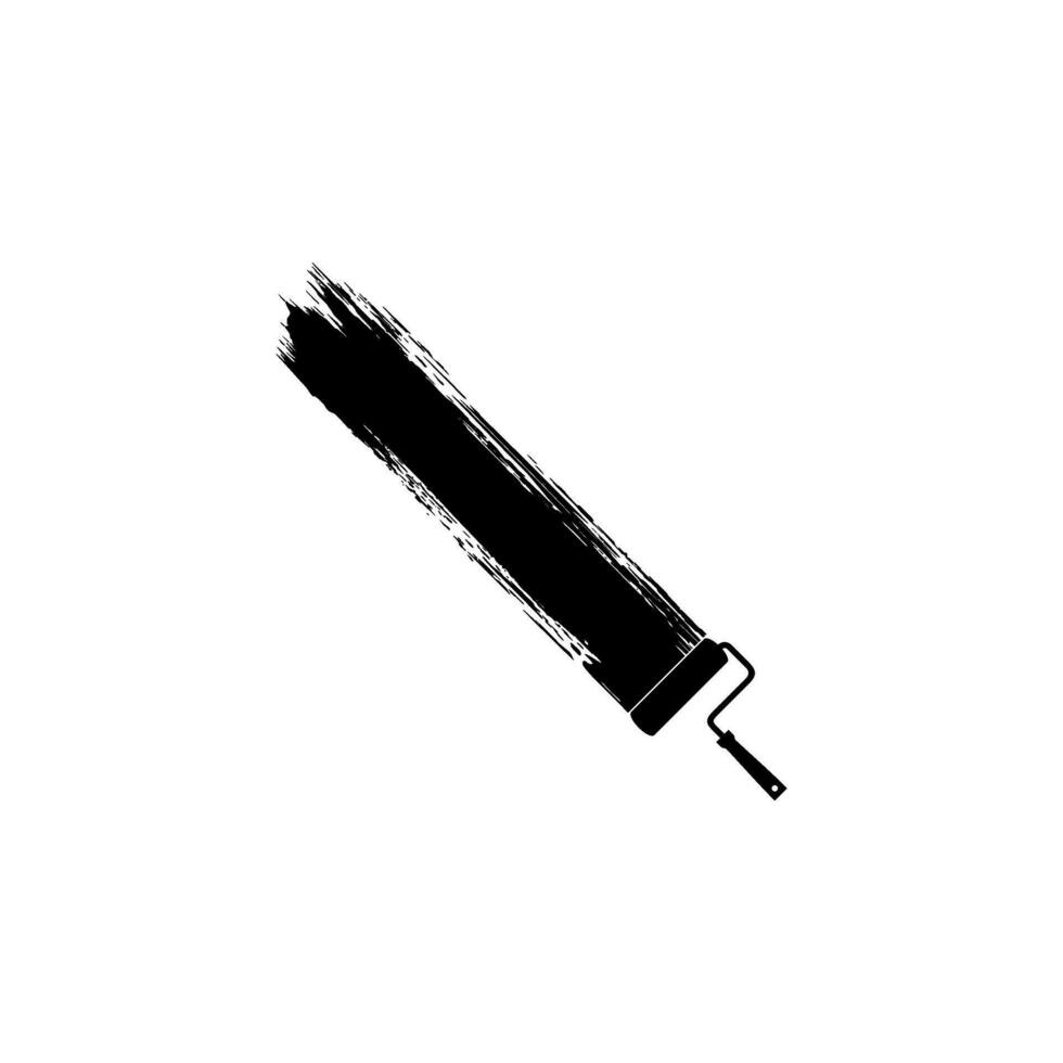 Paint Roller and Brush Stroke Silhouette, can use for template, lay out, background, art illustration,  advertisement space, or graphic design element. Vector Illustration