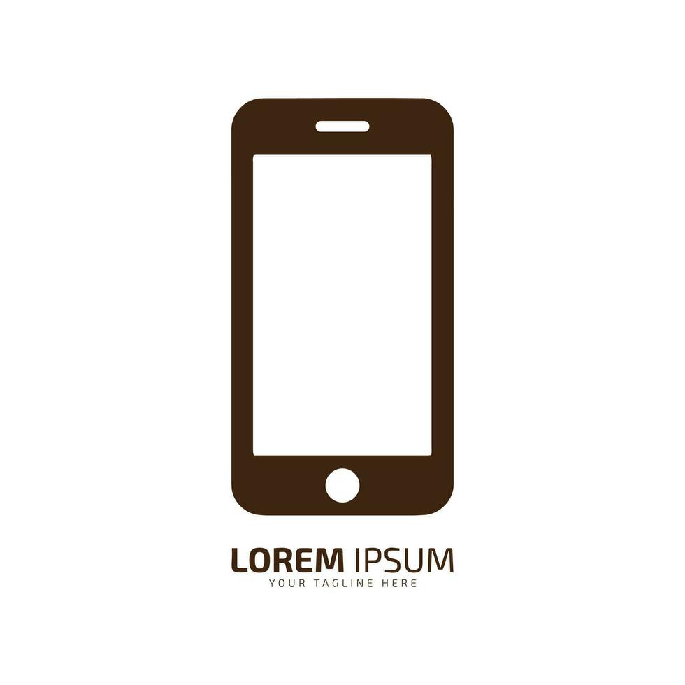 Minimal and abstract logo of phone icon mobile vector smart phone silhouette isolated