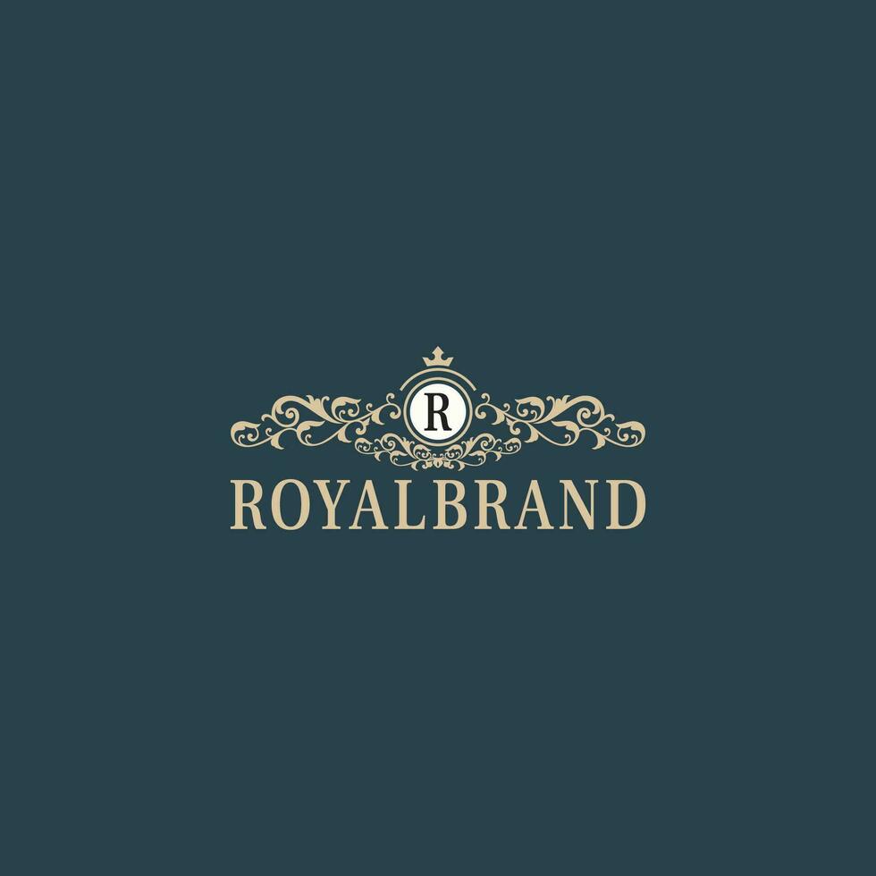 Luxury Logo template flourishes calligraphic elegant ornament lines. identity for Restaurant, Royalty, Boutique, Cafe, Hotel, Heraldic, Jewelry, Fashion and other vector illustration - Vector.