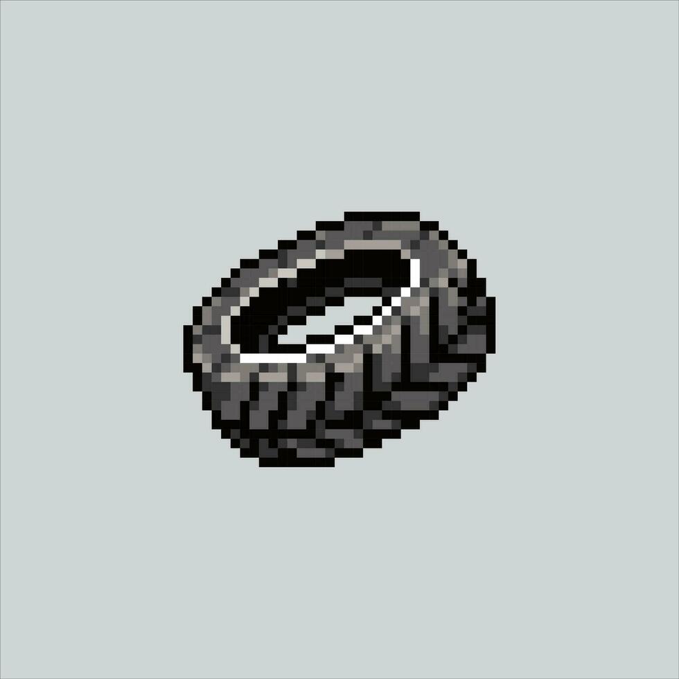 Pixel art illustration Car tire. Pixelated wheels. Car Wheels tire pixelated for the pixel art game and icon for website and video game. old school retro. vector