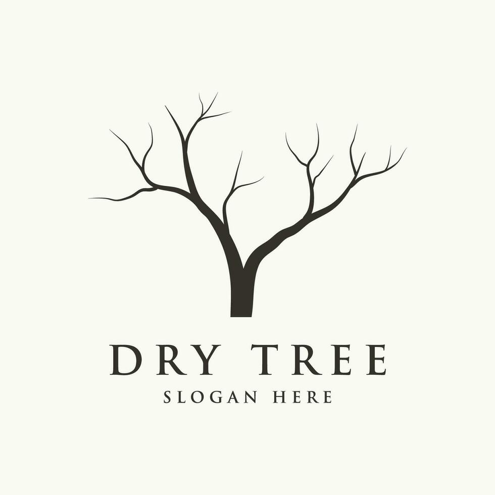 Dead tree silhouette logo template design with dry branches. vector