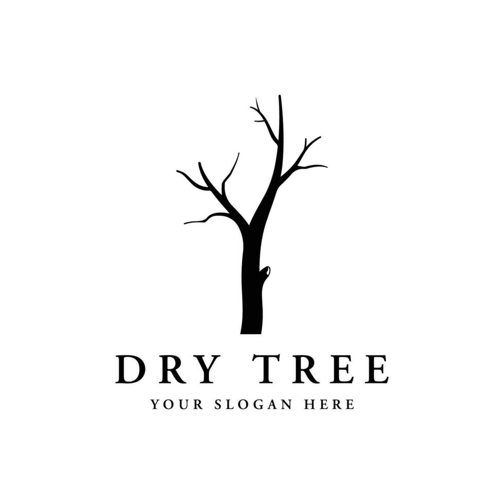 Dead tree silhouette logo template design with dry branches. vector