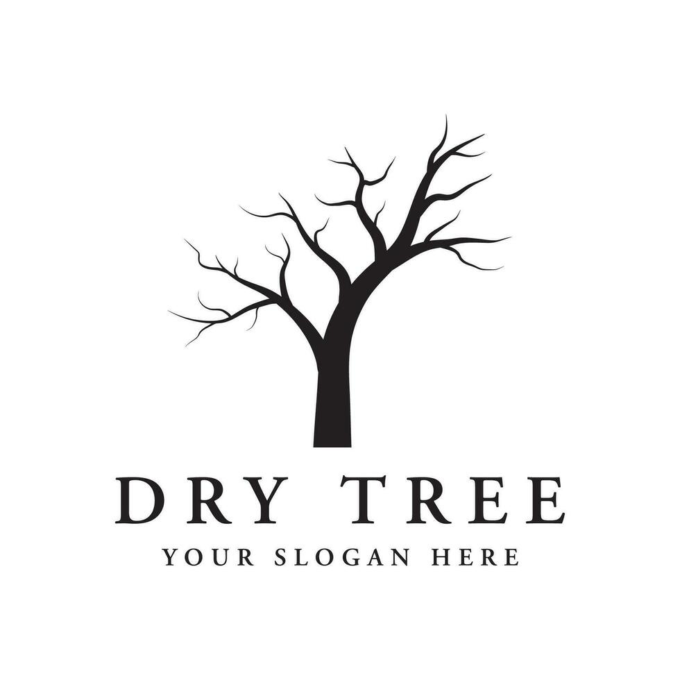 Dead tree silhouette logo template design with dry branches. vector