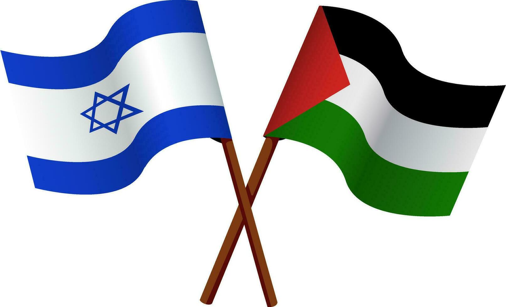 Palestine and Israel crossed flags. . unity concept. War between Palestine and Israel.  vector illustration isolated on white background