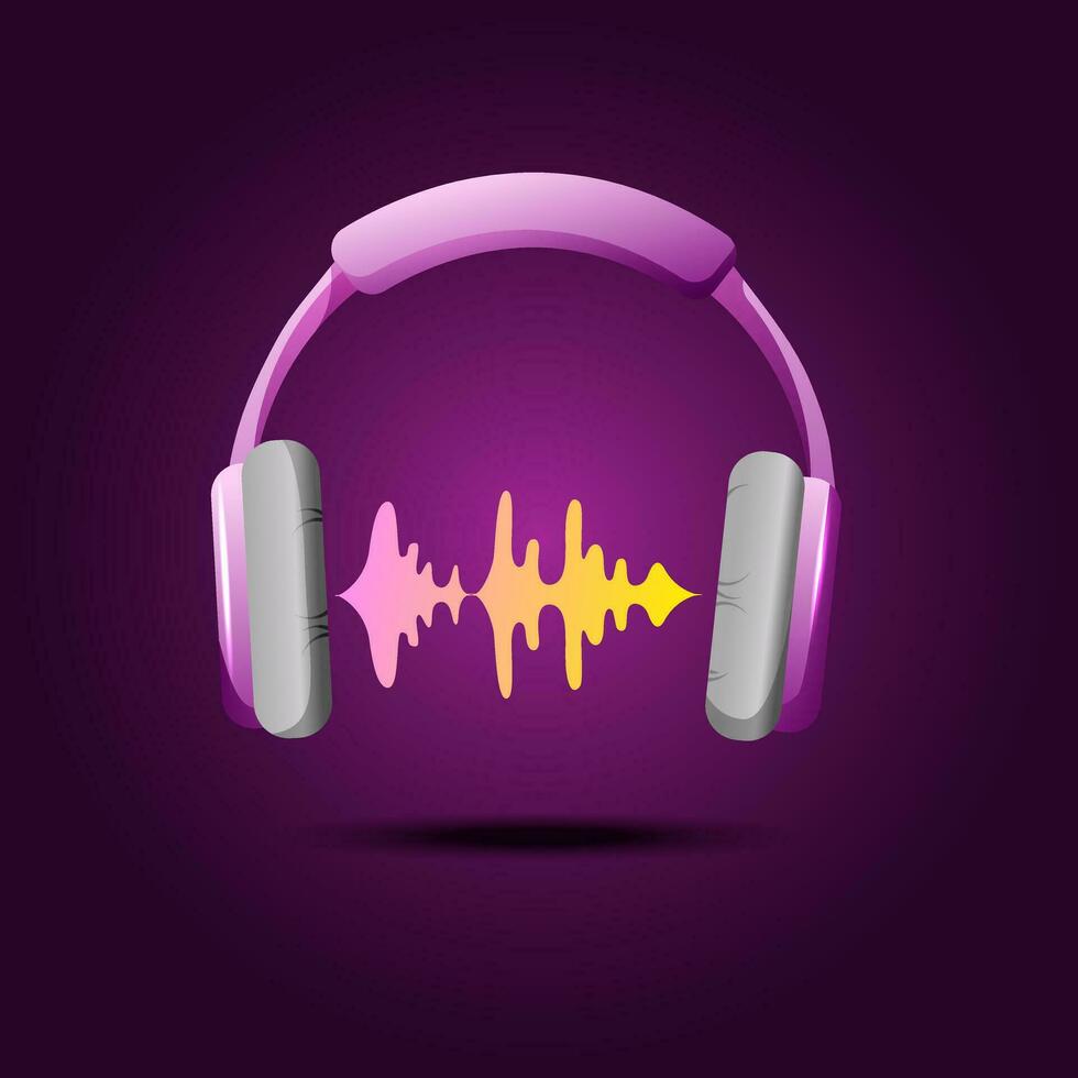 Music streaming background, Headphones with equalizer vector illustration for podcast, broadcasting, music, radio concept.