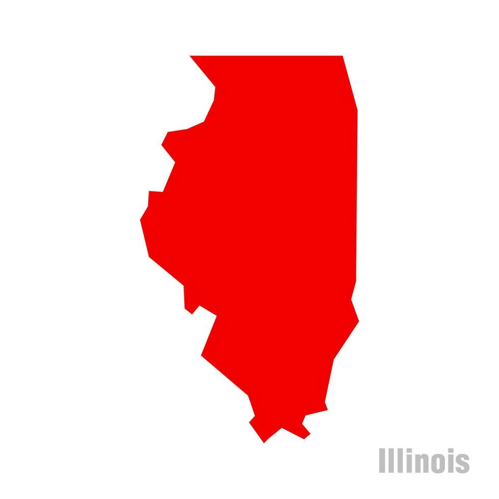 Illinois map vector icon with red color.