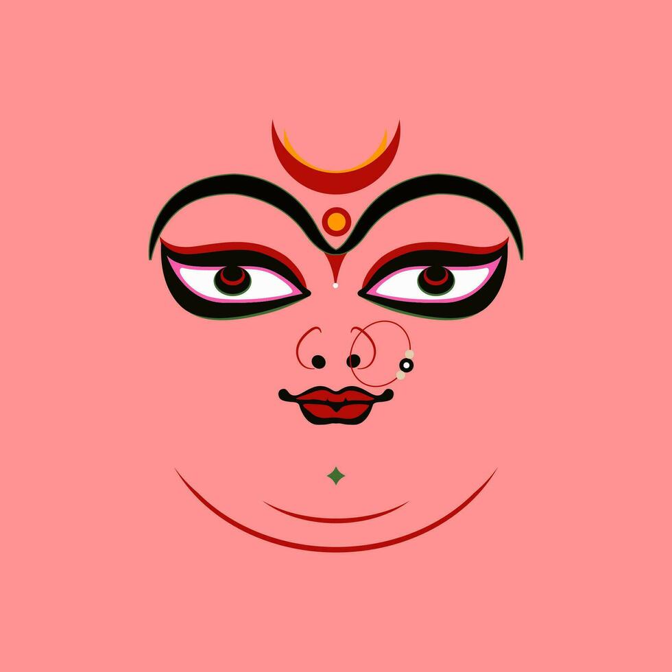 Lord Durga's happy face vector illustration.