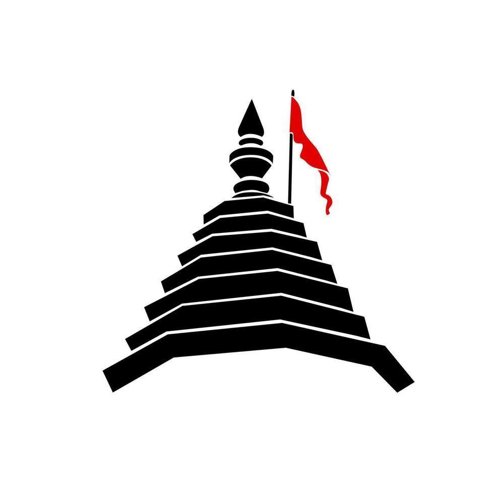 Lord Lakshmi Narayan temple vector icon with flage.