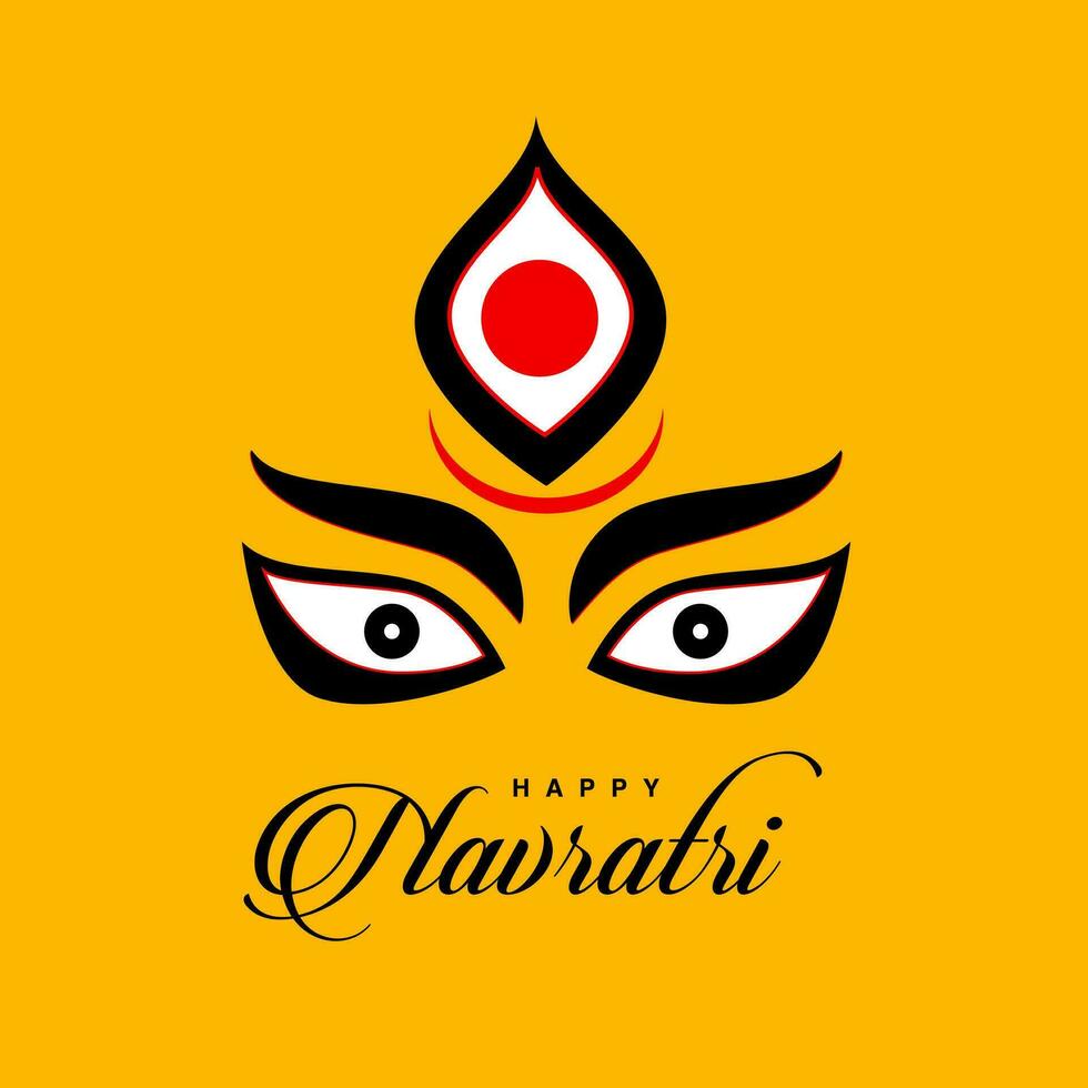 Happy Navratri post with lord Durga's face icon. vector