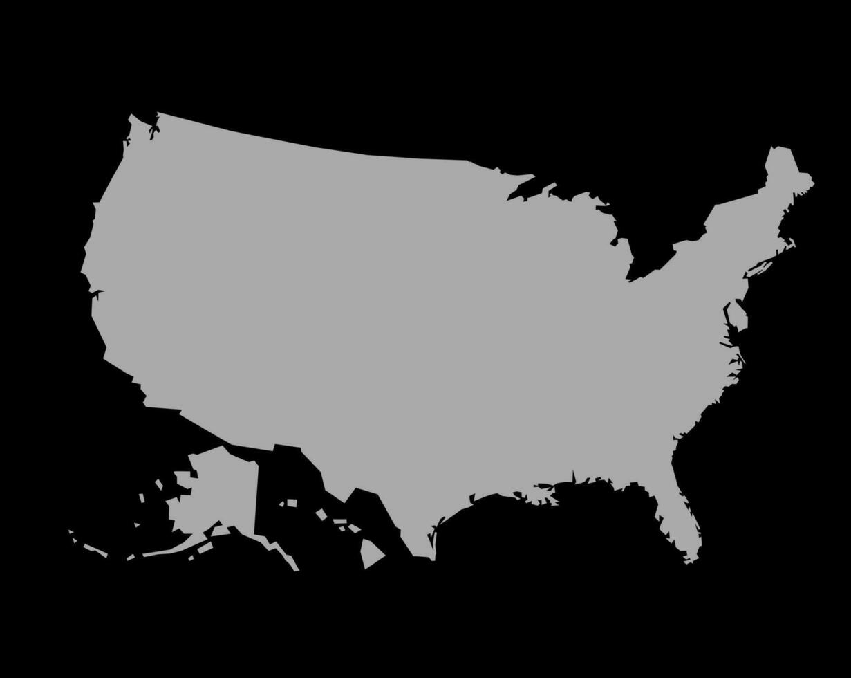 USA map vector Silhouette on a black background.