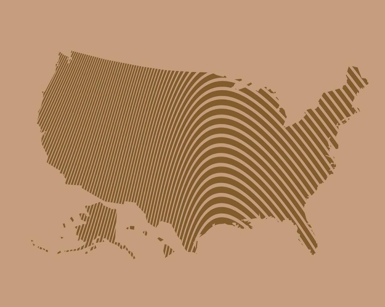 The United States of America vector map waves line illustration. USA map vector illustration