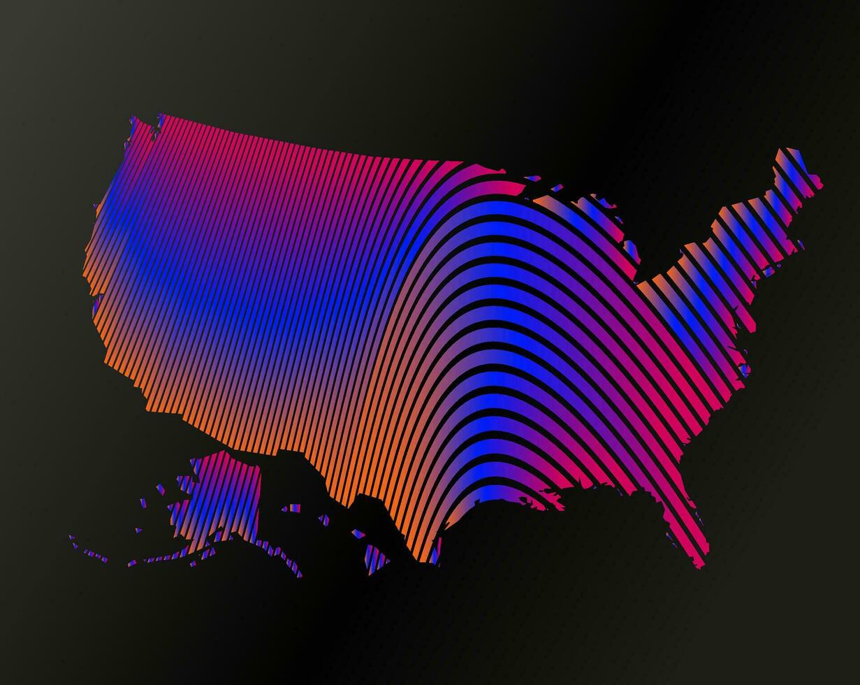 el unido estados vector mapa olas líneas ilustración.