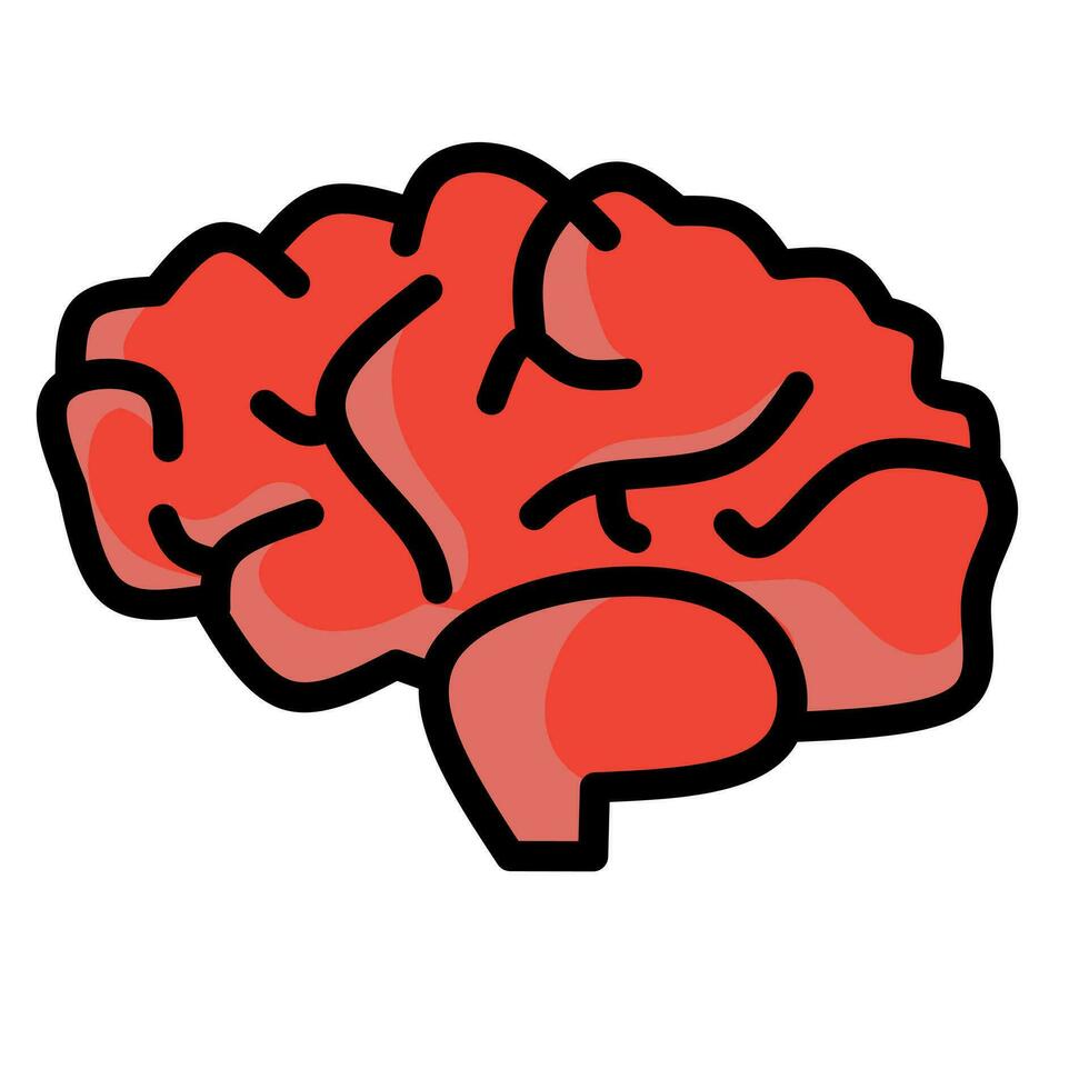 humano cerebro médico vector icono ilustración, brillante rojo color aislado en blanco antecedentes