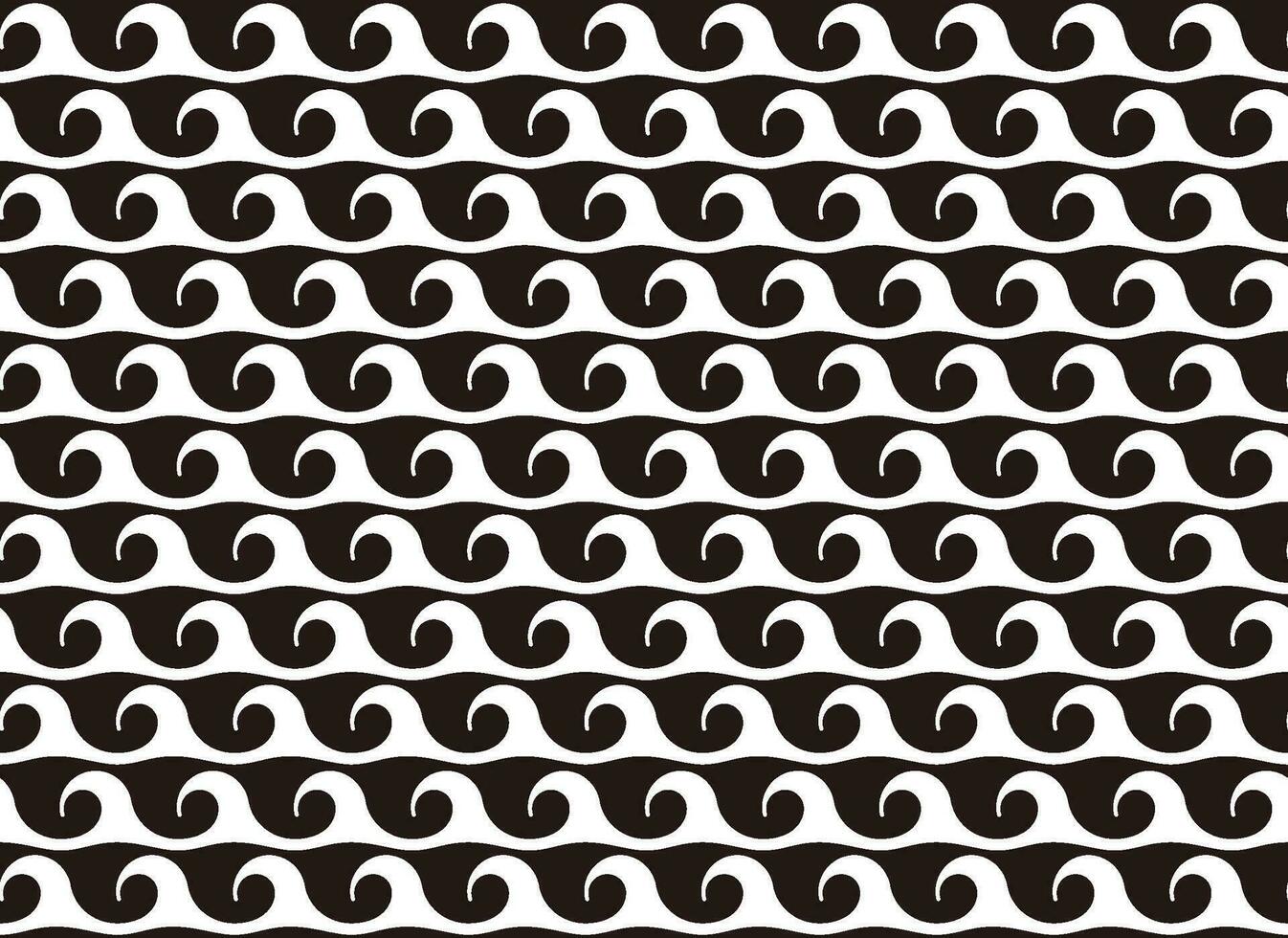 Vector Japanese Vintage Seamless Wave Pattern On A Black Background. Horizontally And Vertically Repeatable.