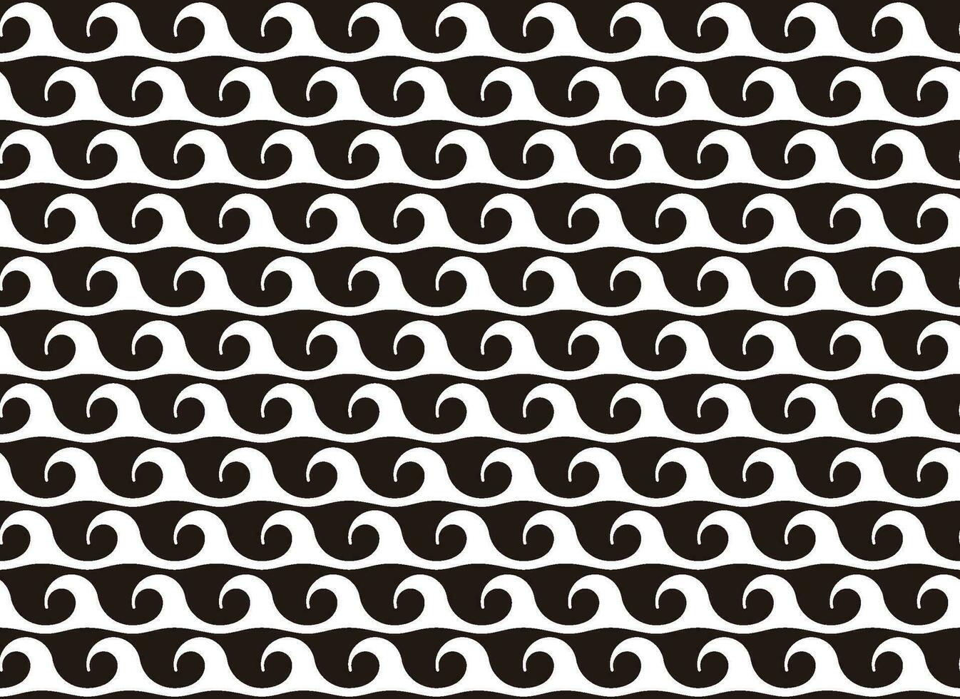 Vector Japanese Vintage Seamless Wave Pattern On A Black Background. Horizontally And Vertically Repeatable.